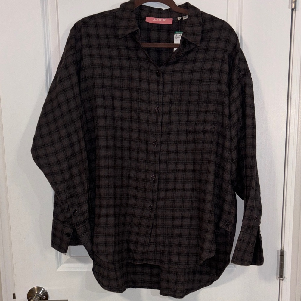 JJXX Black Plaid Button-Up Shirt